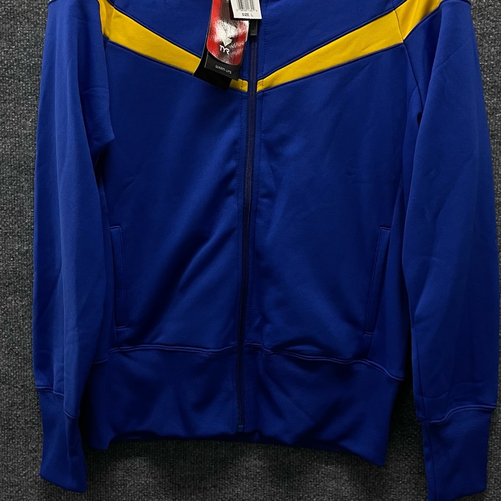 TYR Freestyle Women’s Warm Ups Track Jacket - Size Large - Blue & yellow - New